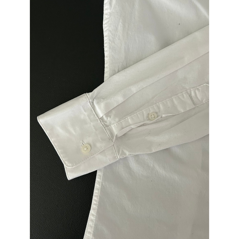 HM Muscle Fit Shirt Small White Grandad Band Collar Long Sleeve Button Up 1494 - Picture 12 of 13